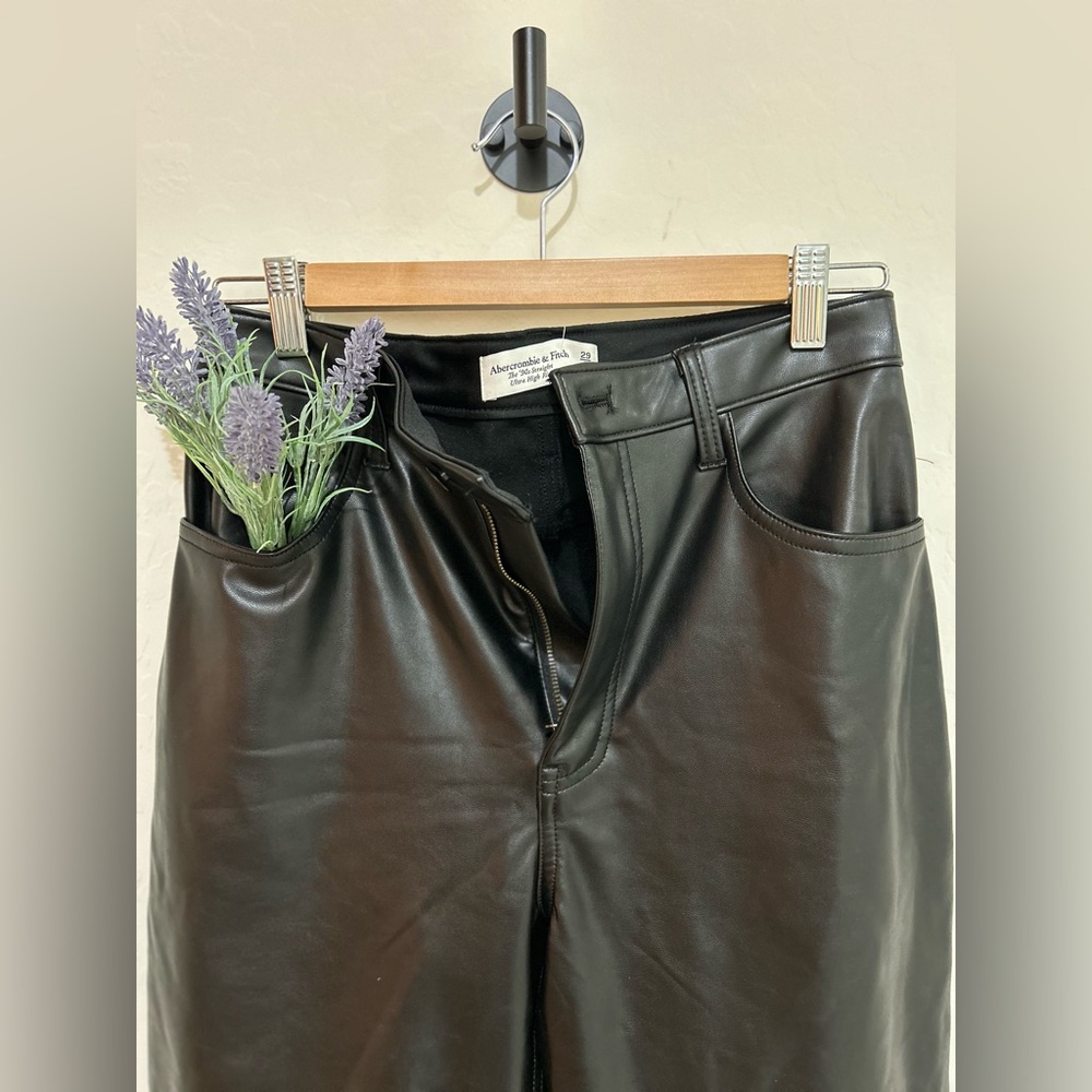 Abercrombie & Fitch the 90s straight ultra high rise leather Pants